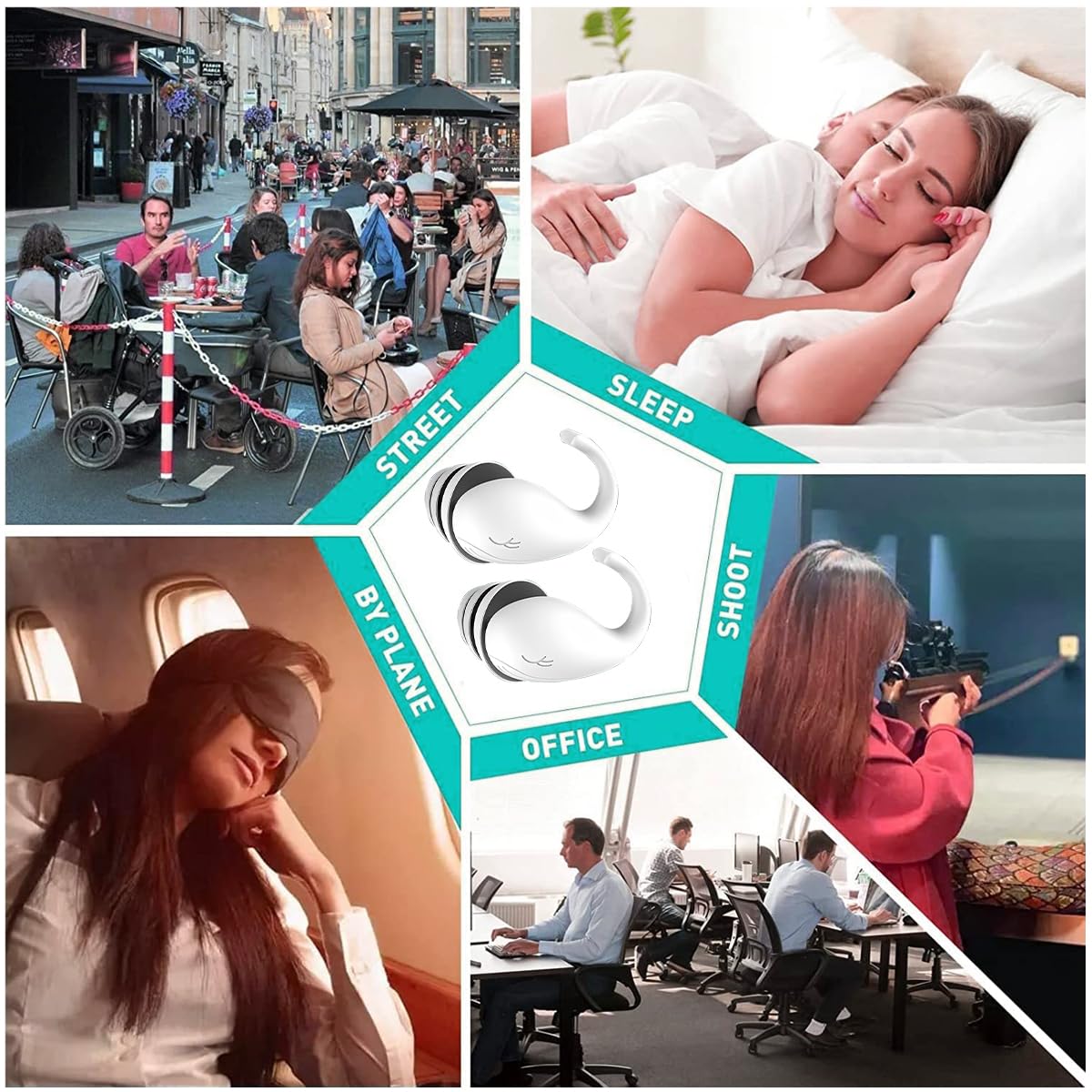 HANNEA Ear Plugs for Sleeping with 32 dB Sound Reduction and Triple Layer Design | Soft Silicone Reusable Set