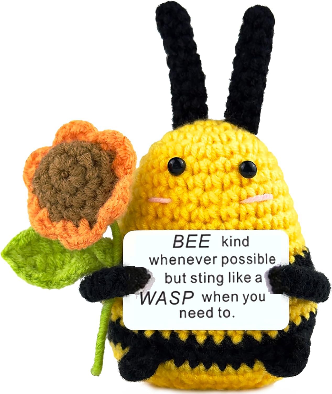 PATPAT Motivational Desk Decor for Office with Handcrafted Crochet Doll and Positivity Card | Kawaii Gift