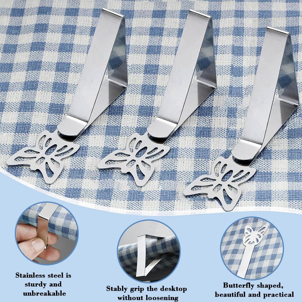 HASTHIP Butterfly Tablecloth Clips for Outdoor Picnic and Party | 10Pcs Stainless Steel Windproof Holders