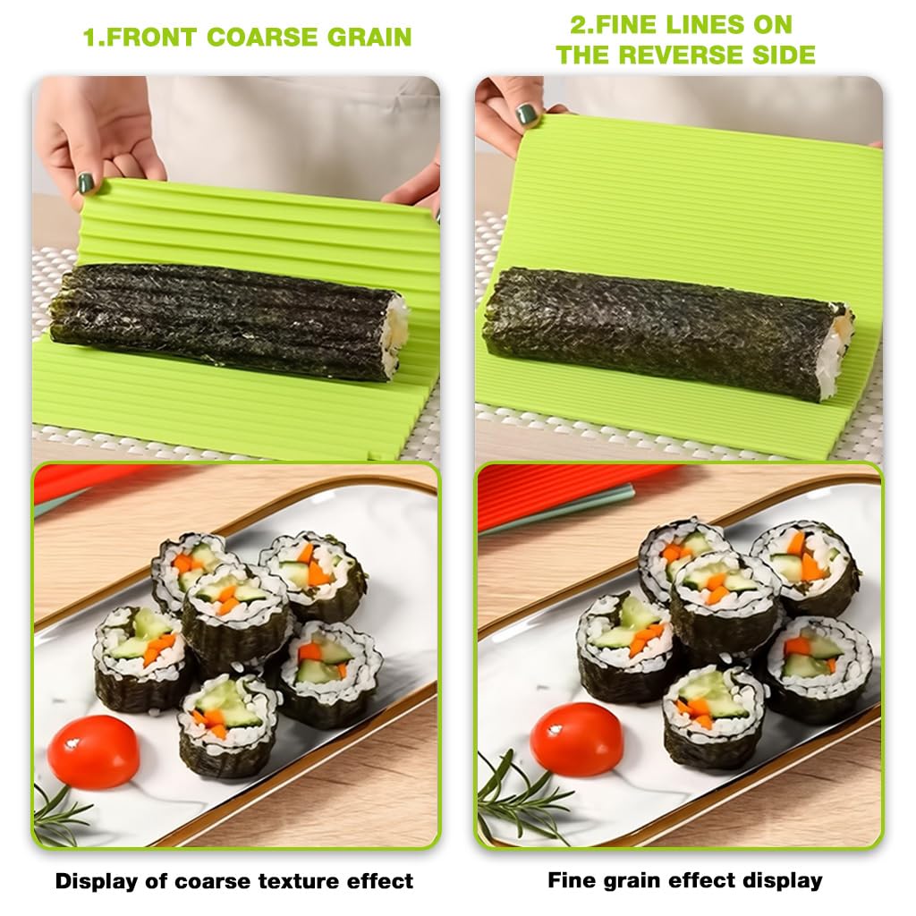 Supvox Silicone Sushi Maker for Easy Home Rolling with Non Stick Grooved Pattern | Heat Resistant Food Grade Mat