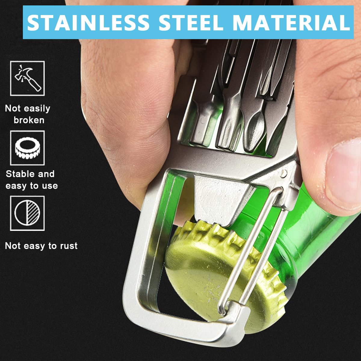 HASTHIP Keychain Multi Tool 12 in 1 for Everyday Repairs with Screwdriver Bits & Bottle Opener