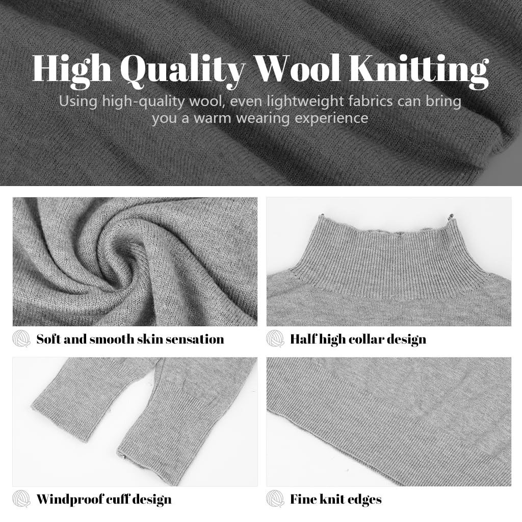 SANNIDHI Women's Cashmere Sweater for Fall Winter with Mock Neck and Slim Fit | Grey Pullover