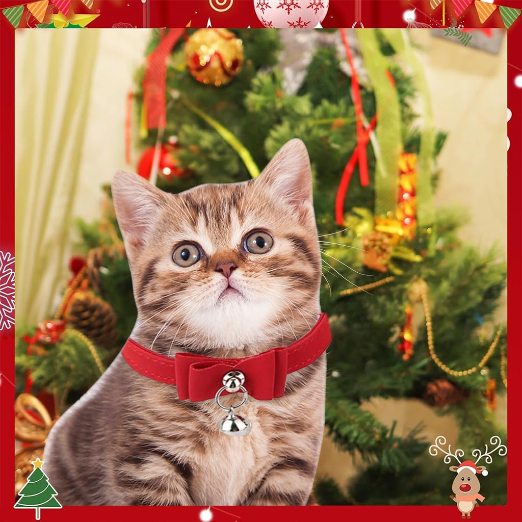 Qpets Cat Collar for Daily Wear with Breakaway Buckle and Bell 36 cm Adjustable Velvet Strap