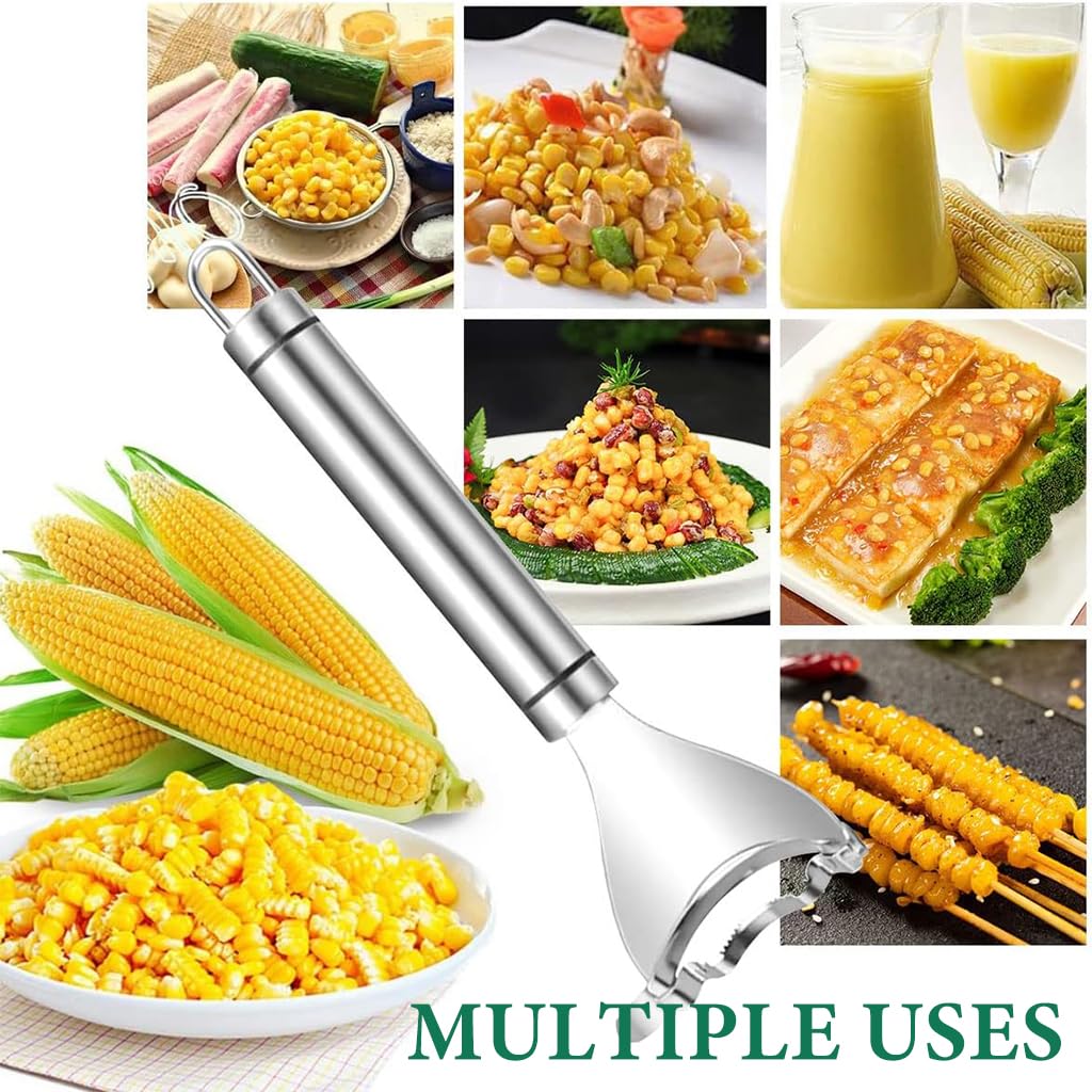ZIBUYU Corn Peeler for Fresh Corn Dishes with Serrated Blade & Ergonomic Handle | Dishwasher Safe Stainless Steel Tool
