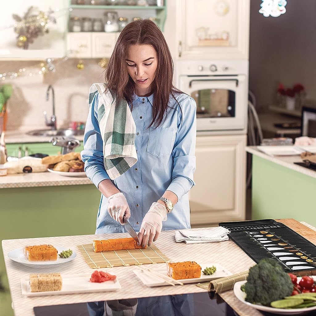ZIBUYU Fabric Kitchen Cutlery Organizer Bag with 22 Slots featuring Secure Straps and Ergonomic Handle for Chefs | Black Oxford Cloth