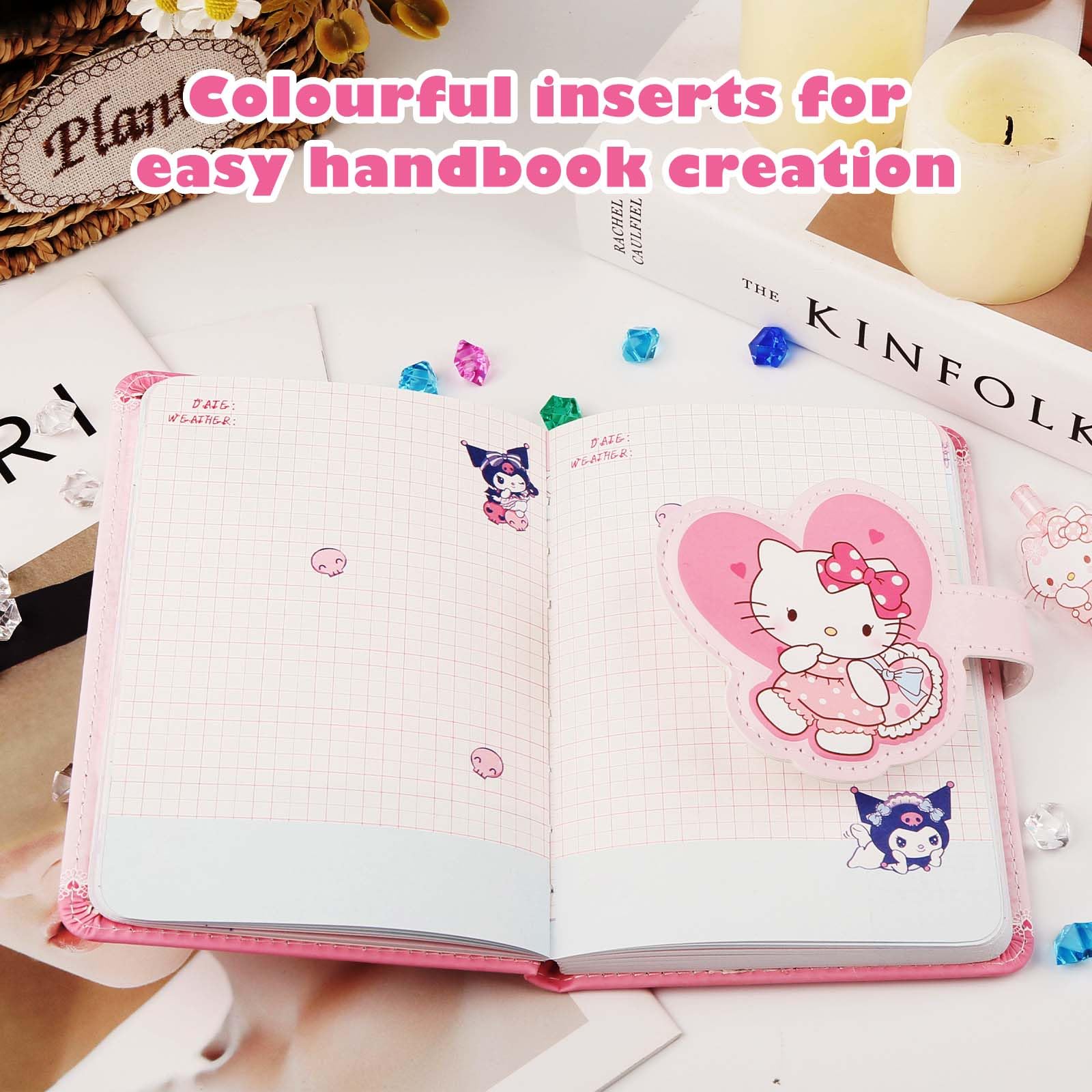 Climberty Kawaii Kitty Diary for Girls with Waterproof PU Softcover and Charm Lock | Cute Journal Gift Set with Gel Pen