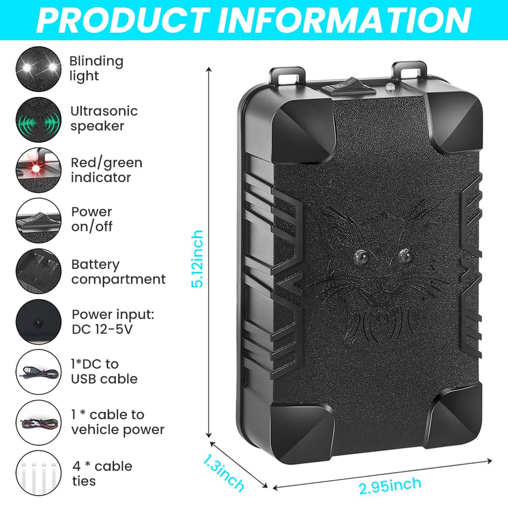 HASTHIP Car Mouse Repeller for Hood and Home Use featuring 8–56Hz Ultrasonic Sound | 2PCS