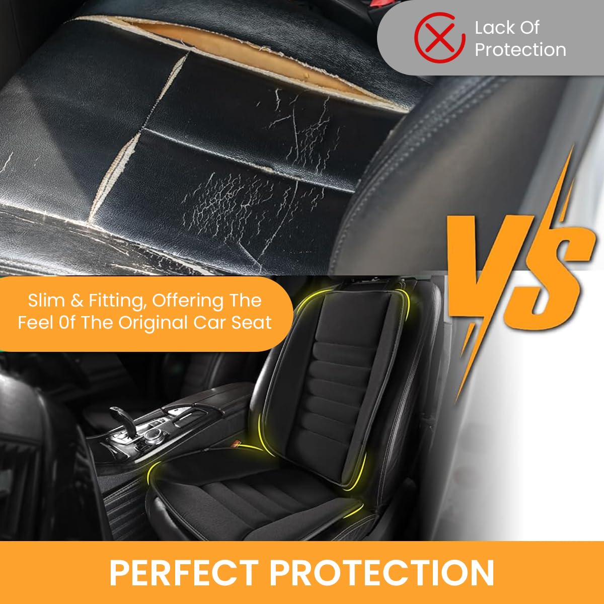 STHIRA Car Seat Cushion for Driver Comfort with 3D Ergonomic Contour and Anti Slip Backing | Black Memory Foam Pad