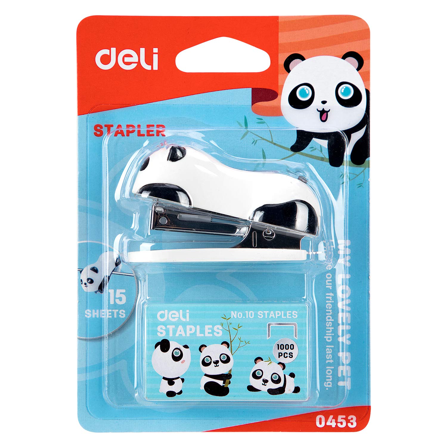 ZIBUYU Cute Panda Stapler Set for Office and School with 1000 Staples & Built-in Remover | Fun Gift for Students