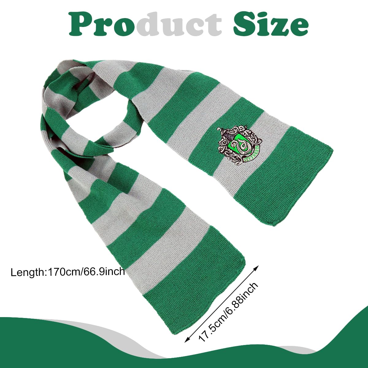 PATPAT Knit Neck Scarf for Cosplay and Winter Wear featuring 170 cm Striped Design in Green