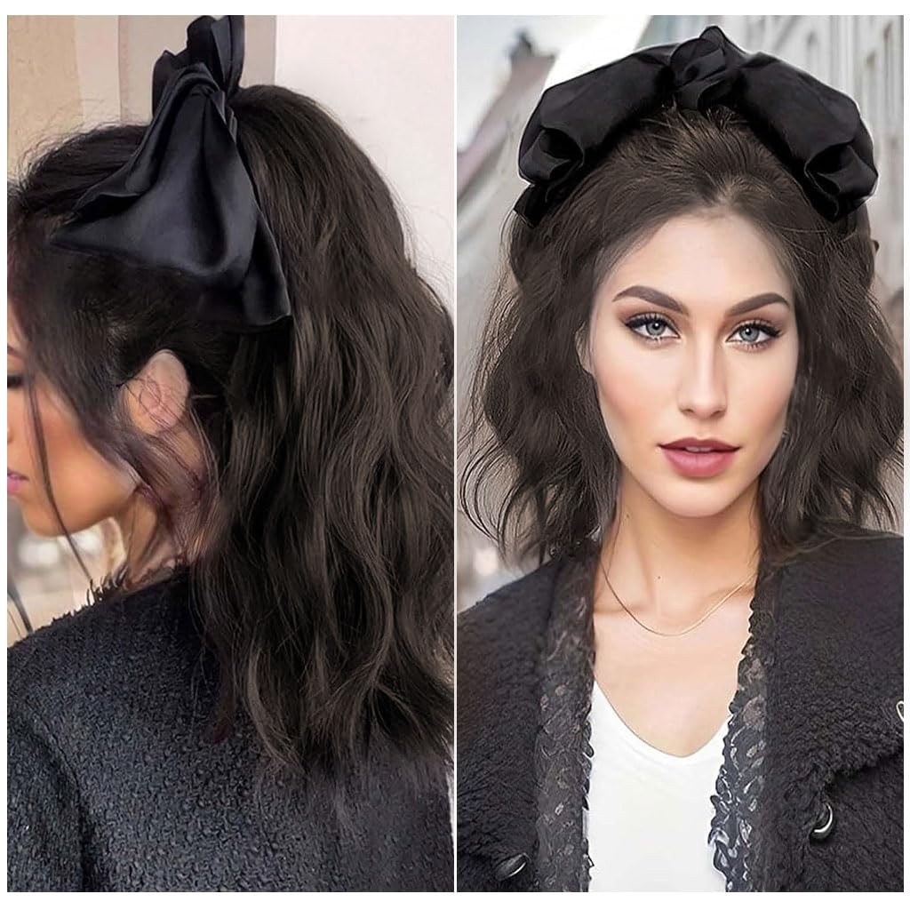 ZIBUYU Wavy Hair Extensions for Women featuring Large Butterfly Bow Clip & 16–18 in Curly Ponytail