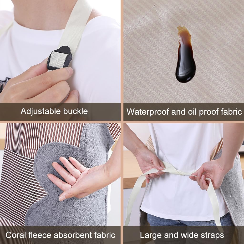 Zibuyu Kitchen Apron for Cooking with Coral Plush Hand Wiping Patches and Adjustable Neck Strap
