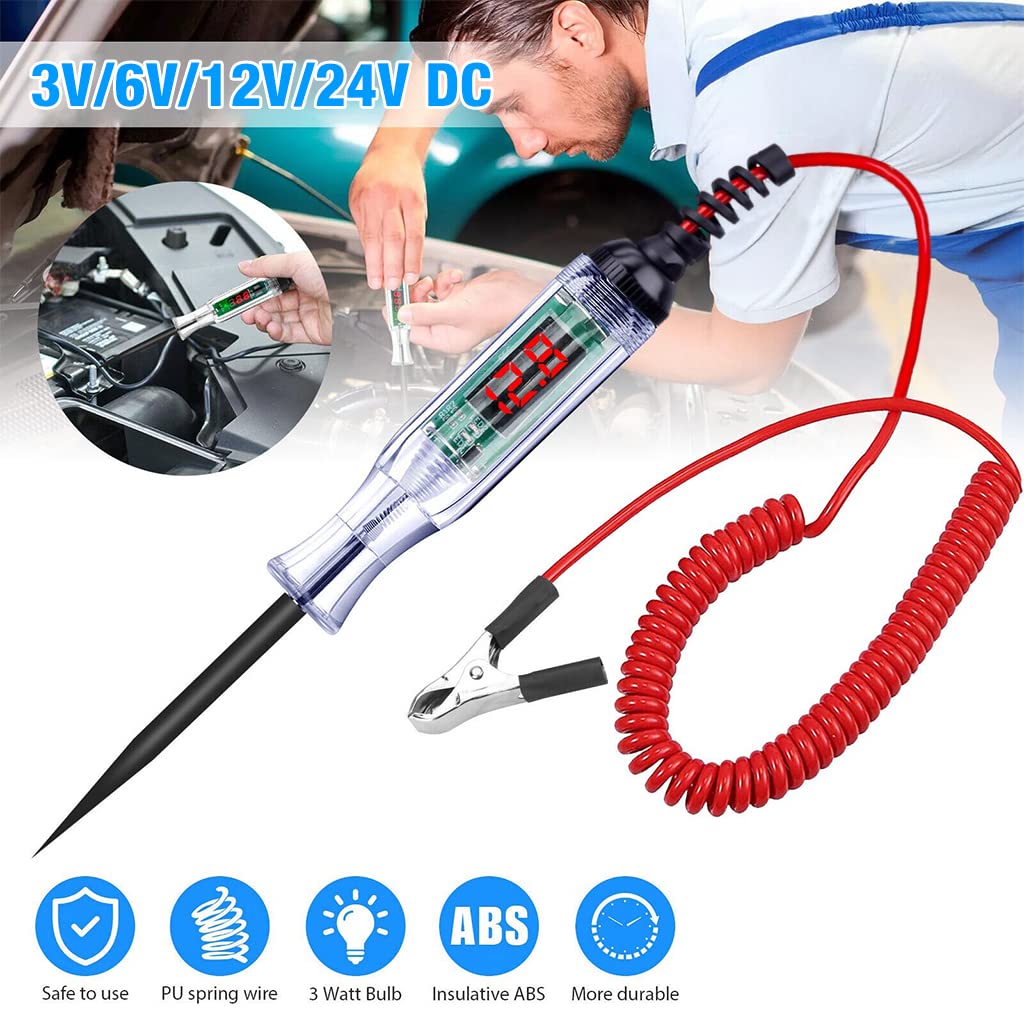 STHIRA Car Voltage Tester for Automotive Diagnostics with LCD Backlight 0.8V to 100V | Portable Current Pen for Battery and Circuit Check
