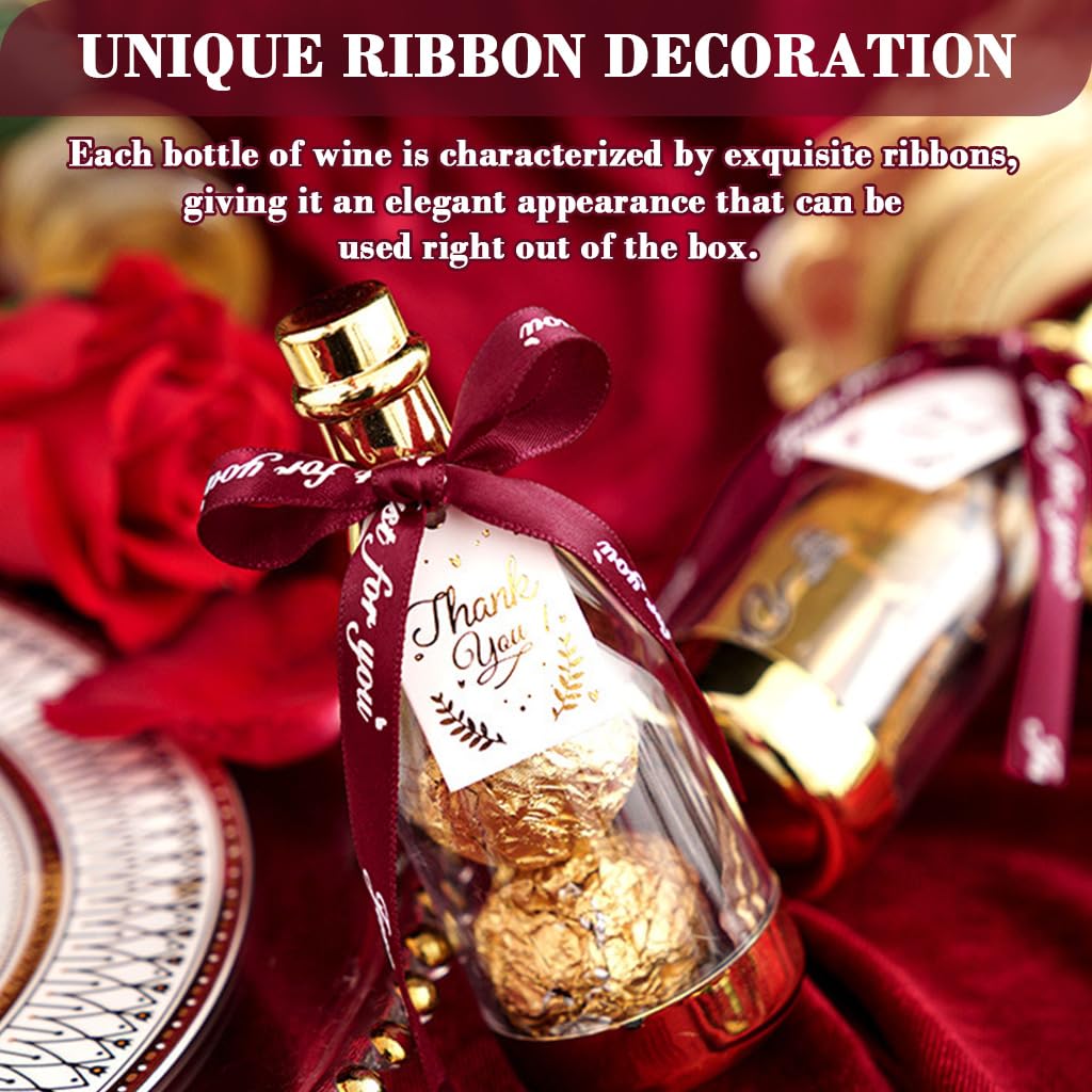 HASTHIP Mini Champagne Bottle Gift Boxes for Party Favors with Ribbon Decoration 6 Pcs 4.5x11.5cm Clear Glass | Weddings and Celebrations