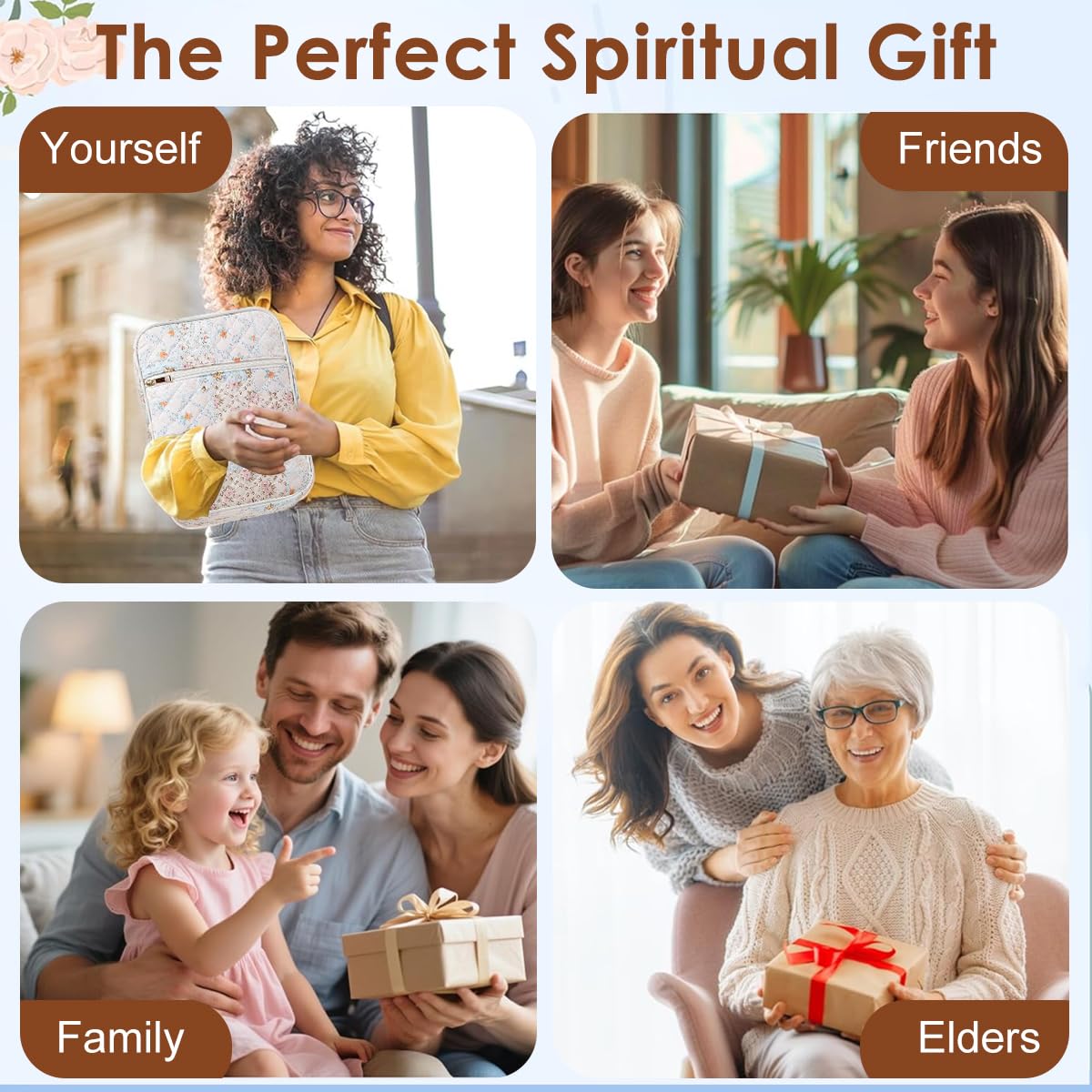 Climberty Bible Cover for Women with Padded Protection and Floral Design | Includes Markers