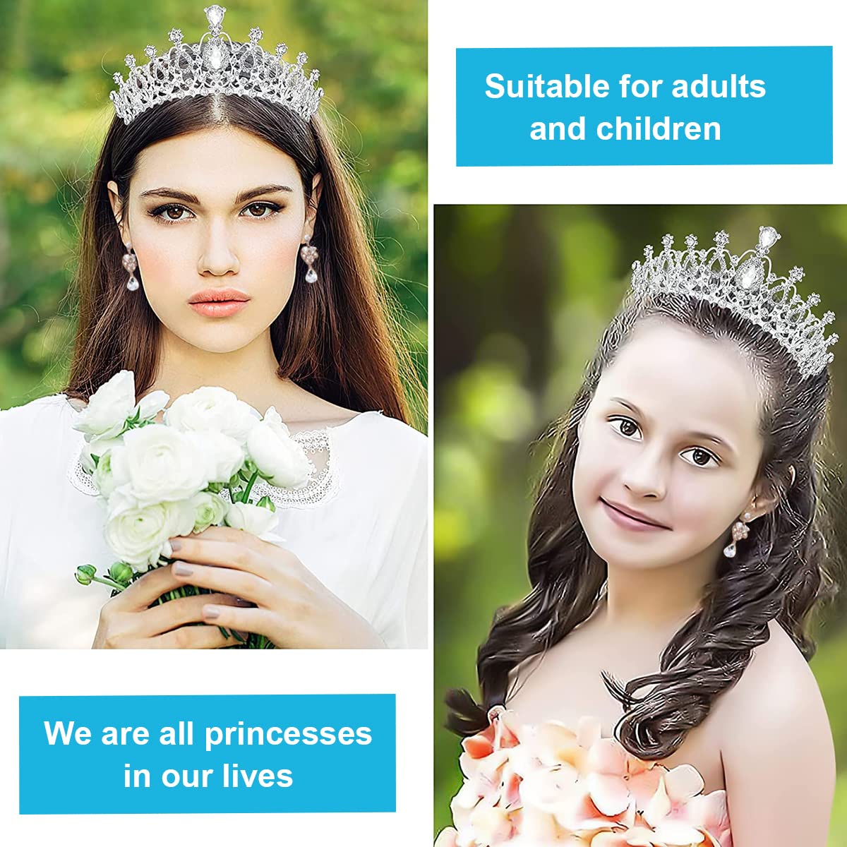 SANNIDHI Bridal Jewelry Set for Wedding with Crystal Necklace Earrings and Crown | Gift for Women