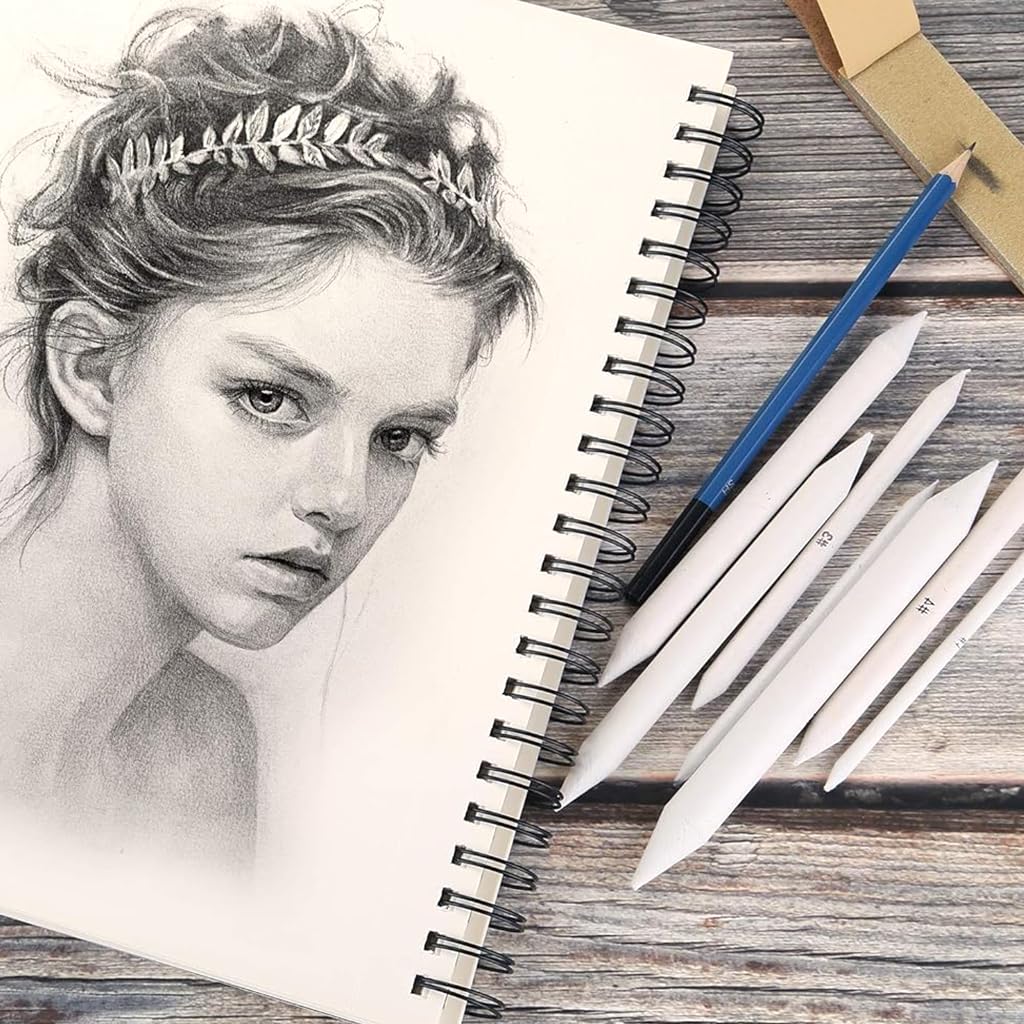 HASTHIP Sketching Kit for Drawing and Shading with 22 Pcs Tools Including 16 Blending Stumps | Soft Compressed Paper and Kneaded Erasers