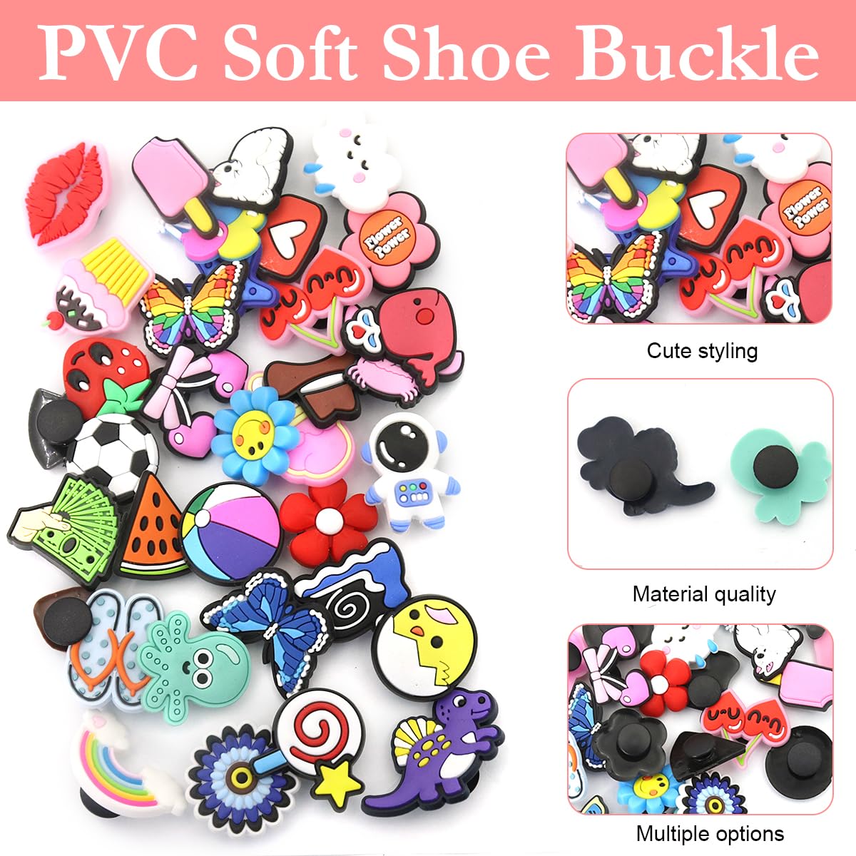 MAYCREATE Shoe Charms for Sandals featuring 35Pcs PVC Cartoon Designs | Easy Clip-On Decor