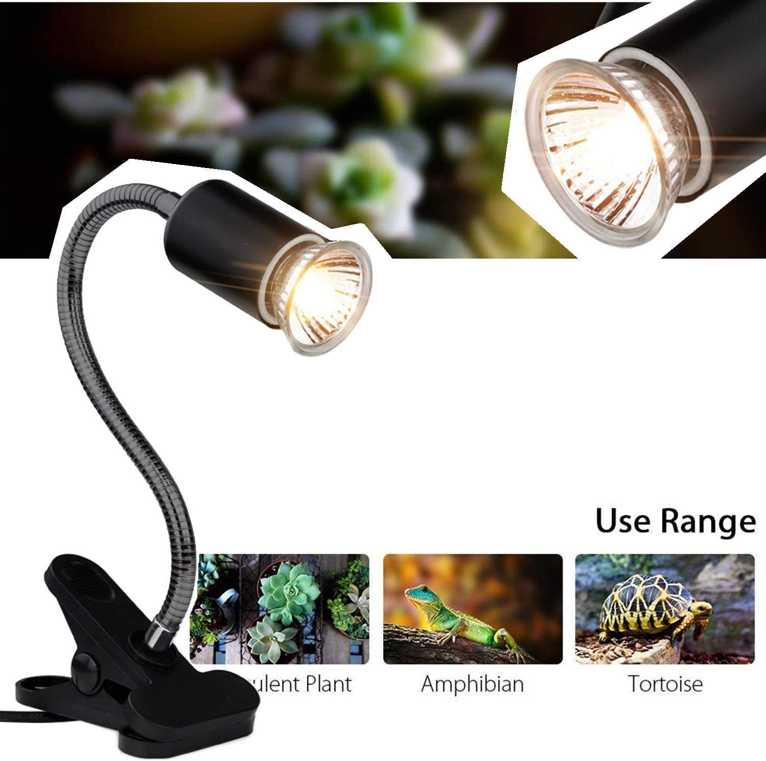 ELEPHANTBOAT 25W E27 Infrared UVA UVB Spotlight Ultraviolet UV Light for Turtle Ultraviolet Light for Reptiles Lizards Tortoise (Holder + 25W UV Bulb)