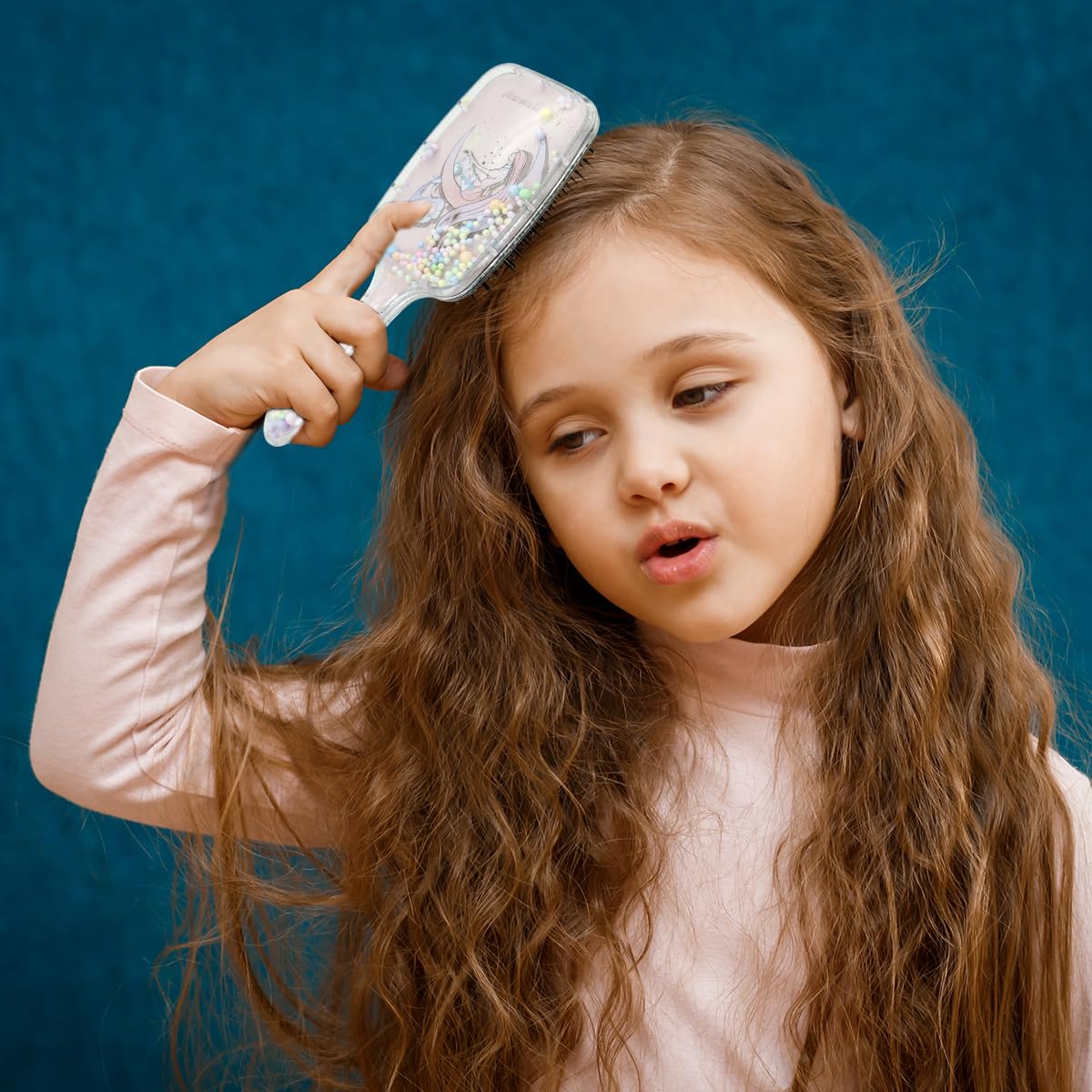 SANNIDHI Mermaid Paddle Hair Brush for Kids and Women with Soft Bristles | Pink Detangler