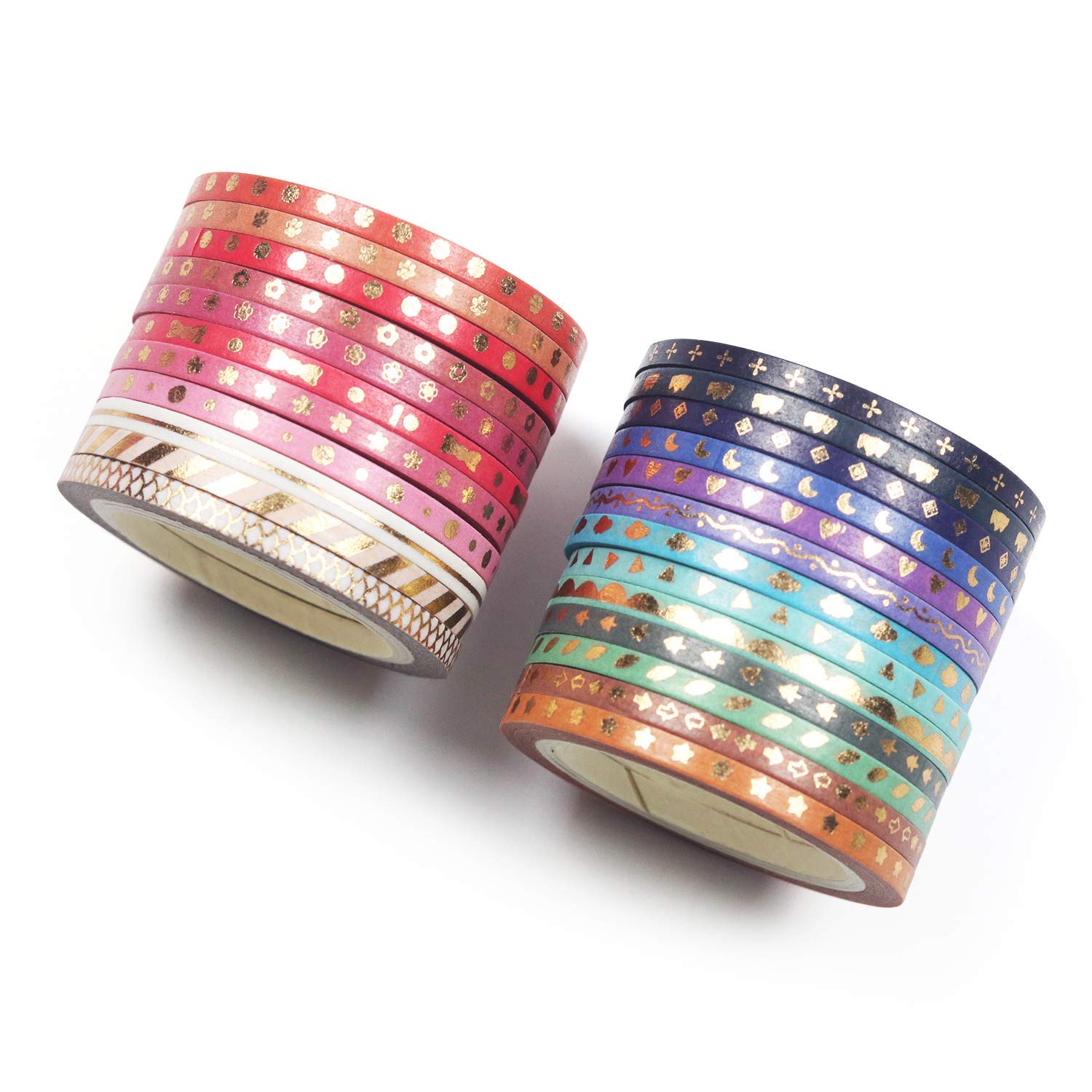 ELEPHANTBOAT Washi Tape for Scrapbooking and DIY Crafts featuring 24 Rolls 3mm x 5m | Soft Adhesive Paper
