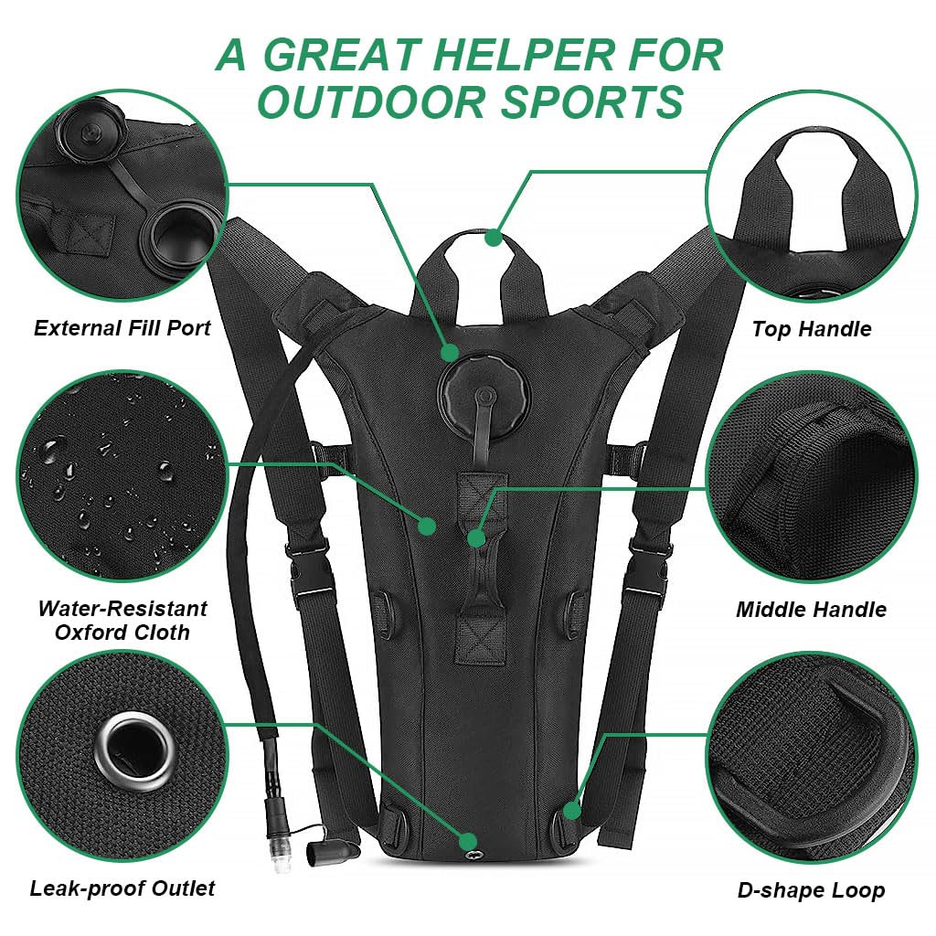 Proberos Hydration Backpack for Hiking and Biking with 3L Bladder featuring Leak Proof Valve and Oxford Nylon Build