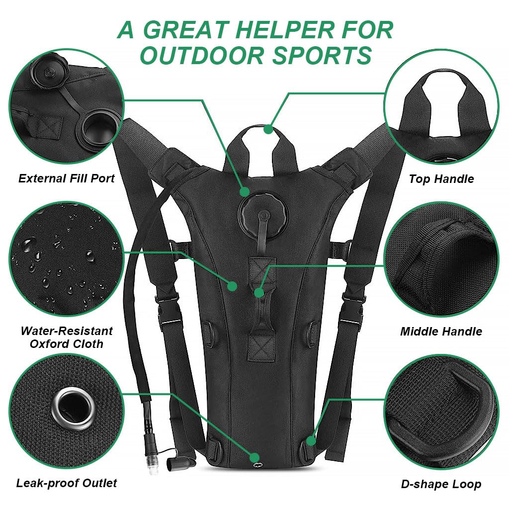 HASTHIP® Advanced 3L Hydration Backpack with Water Bladder - Tactical, Leak-Proof & BPA-Free, Ideal for Hiking, Biking & Running, Durable Oxford & Nylon Material, Insulated, Multi-Carry Options