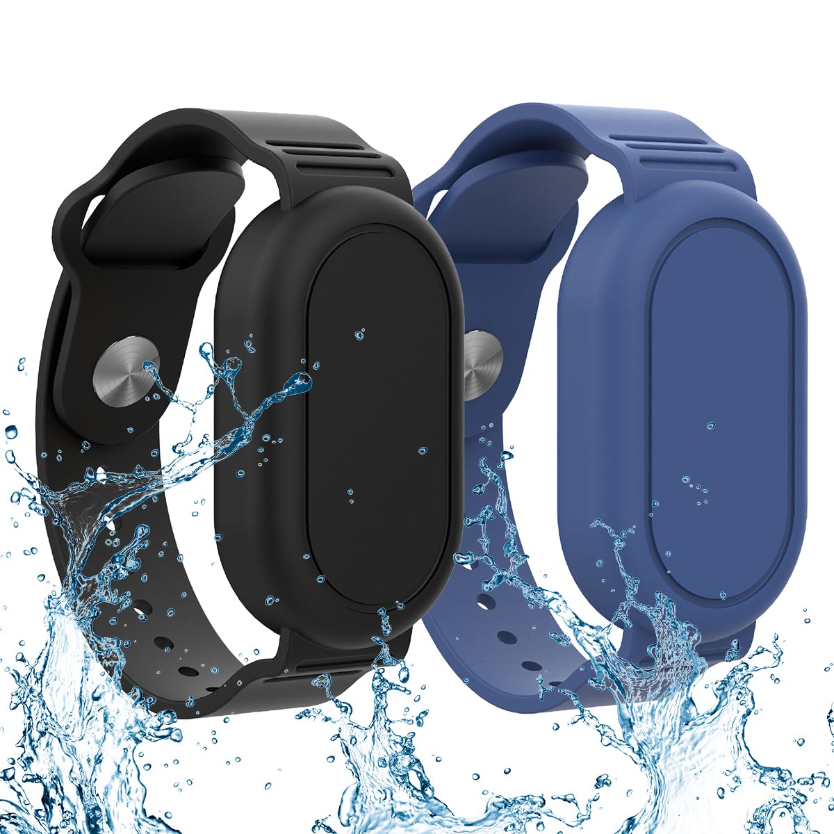 ZORBES Silicone Bracelet for Samsung Galaxy SmartTag 2 with Adjustable 5.5–8.1 in Strap | Waterproof 2Pcs Black and Blue Wristband