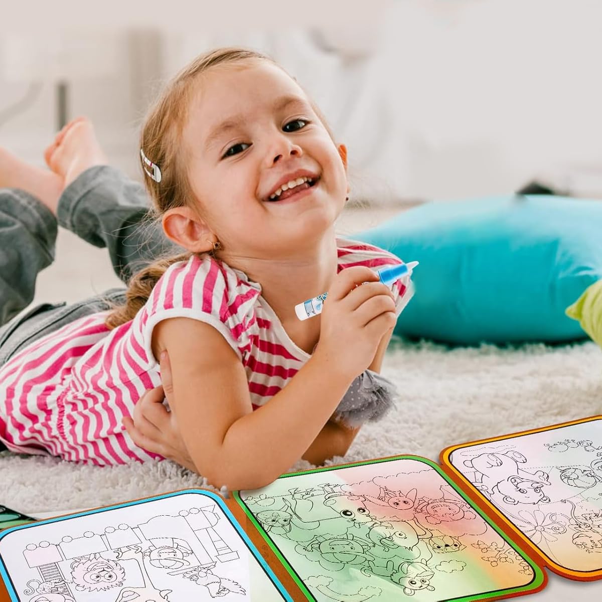 SNOWIE SOFT Kids Coloring Book for Toddlers with Water Brush and Travel Friendly Pages | Safe Non Toxic Creative Learning Gift