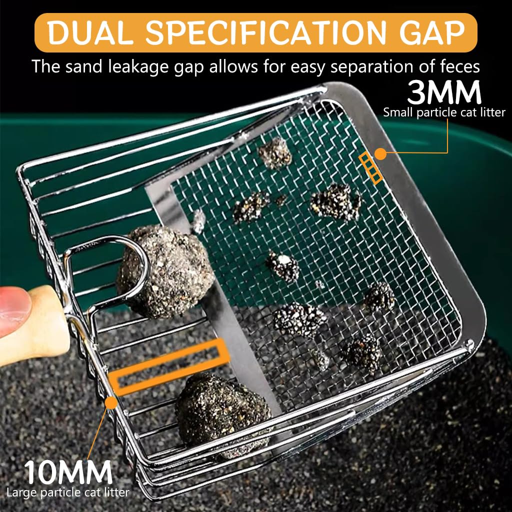 Qpets Metal Litter Scoop for Cat Potty Cleanups with 14cm Ergonomic Handle | 3PCS Set