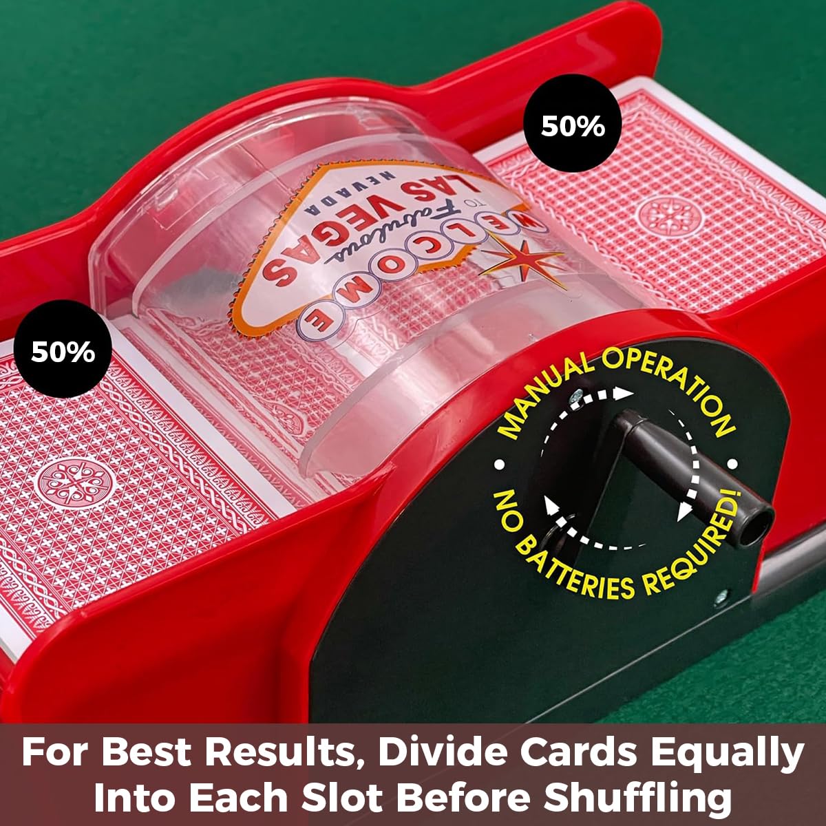 Supvox Manual Card Shuffler for Poker Games with Detachable Hand Crank and Clear Housing
