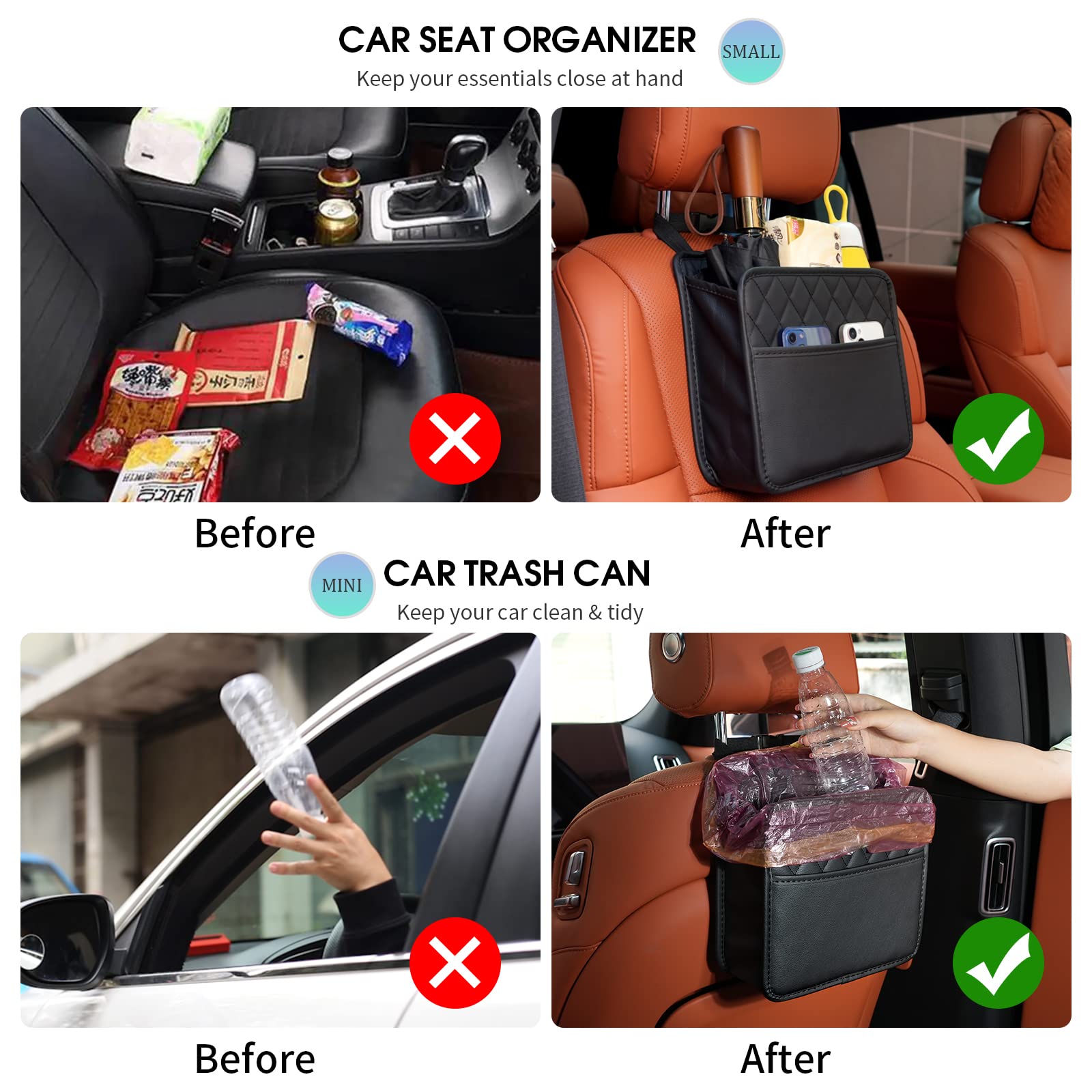 STHIRA® Car Back Seat Organizer Car Organizer Bag Car Headrest Hanging Organizer Pouch Car Headrest Quick Release Organizer Pouch Back Seat Organizer Pouch for Phone, Toy, Tissue Pack (25x22.5 cm)