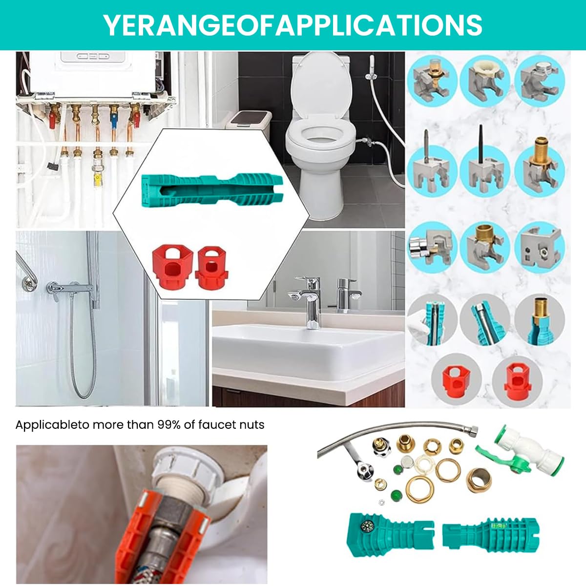 Serplex Sink Wrench Tool for Plumbing with 24-in-1 Design and Long Reach | ABS & Zinc Alloy