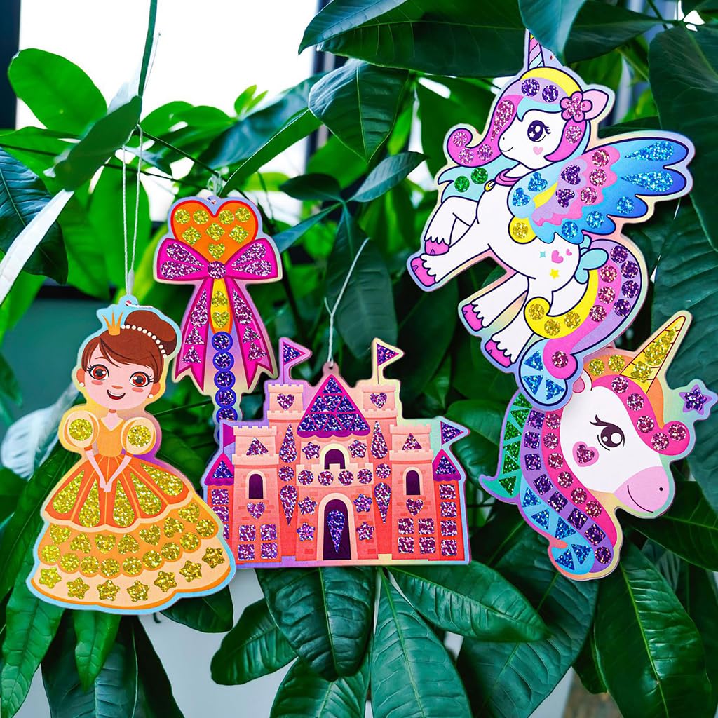 PATPAT Glitter Princess Diamond Painting Sticker Set for Girls with 720 Pieces | DIY Art Craft Kit Featuring 10 Designs