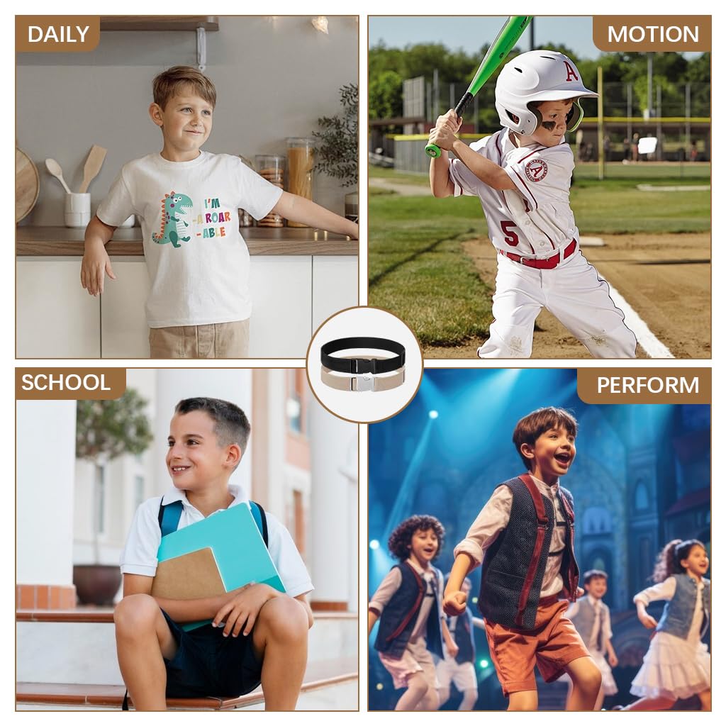 SNOWIE SOFT Kids Belts with Quick Release Buckle for School and Sports | 2Pcs Black & Brown Elastic Fit 31–37.4 in