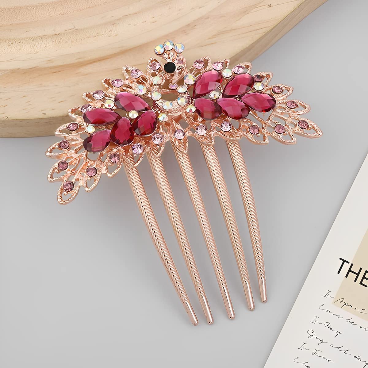 PALAY® Hair Comb Clips for Hair for Women Peacock Crystal Hair Side Comb Metal Hair Comb Pin Hair Accessories for Women Stylish Bun Bridal Headpiece