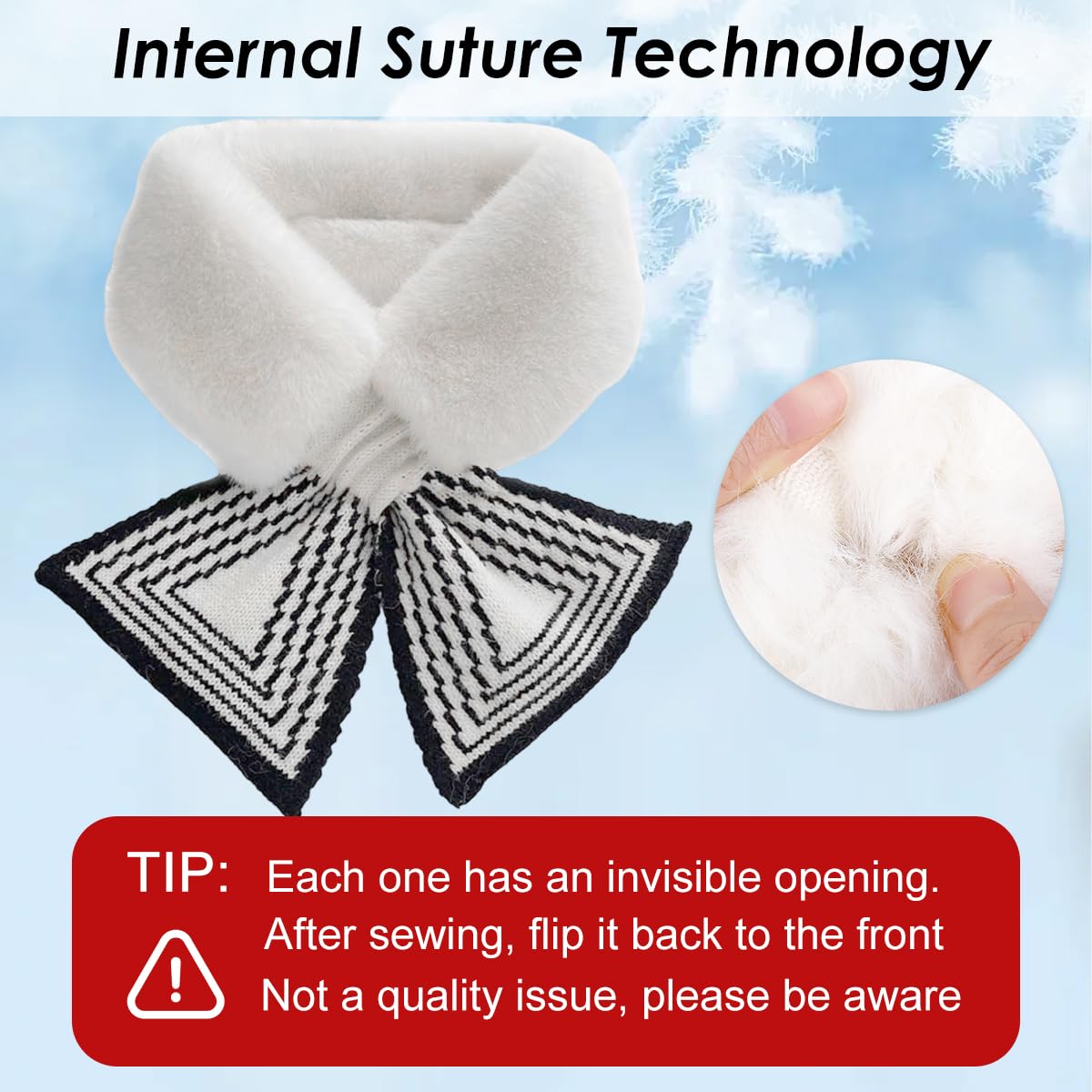 SANNIDHI Thermal Fake Collar Winter Scarf for Women with Plush Faux Fur and Front Tie | Soft Neck Warmer for Cold Weather