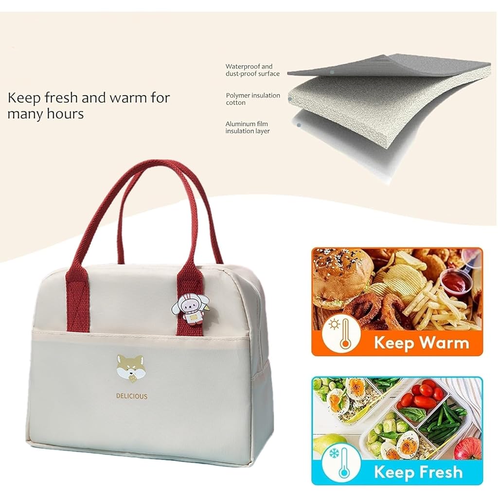 ZIBUYU® Cute Cartoon Insulated Lunch Box Bag for Women, Men, Kids, Students, 6L Oxford Cloth, Waterproof, Foldable, Easy Clean, Reusable Cooler Tote for School Office Picnic Travel