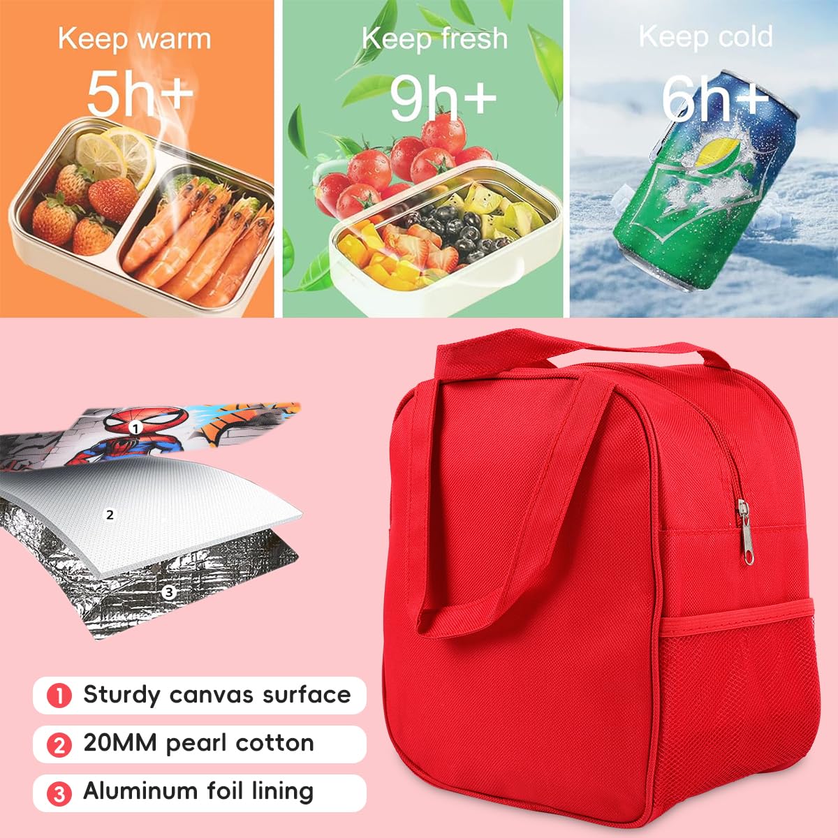 HASTHIP Silicone Insulated Lunch Bag for Office and School with Leakproof Thermal Design | 21x12x18cm Green