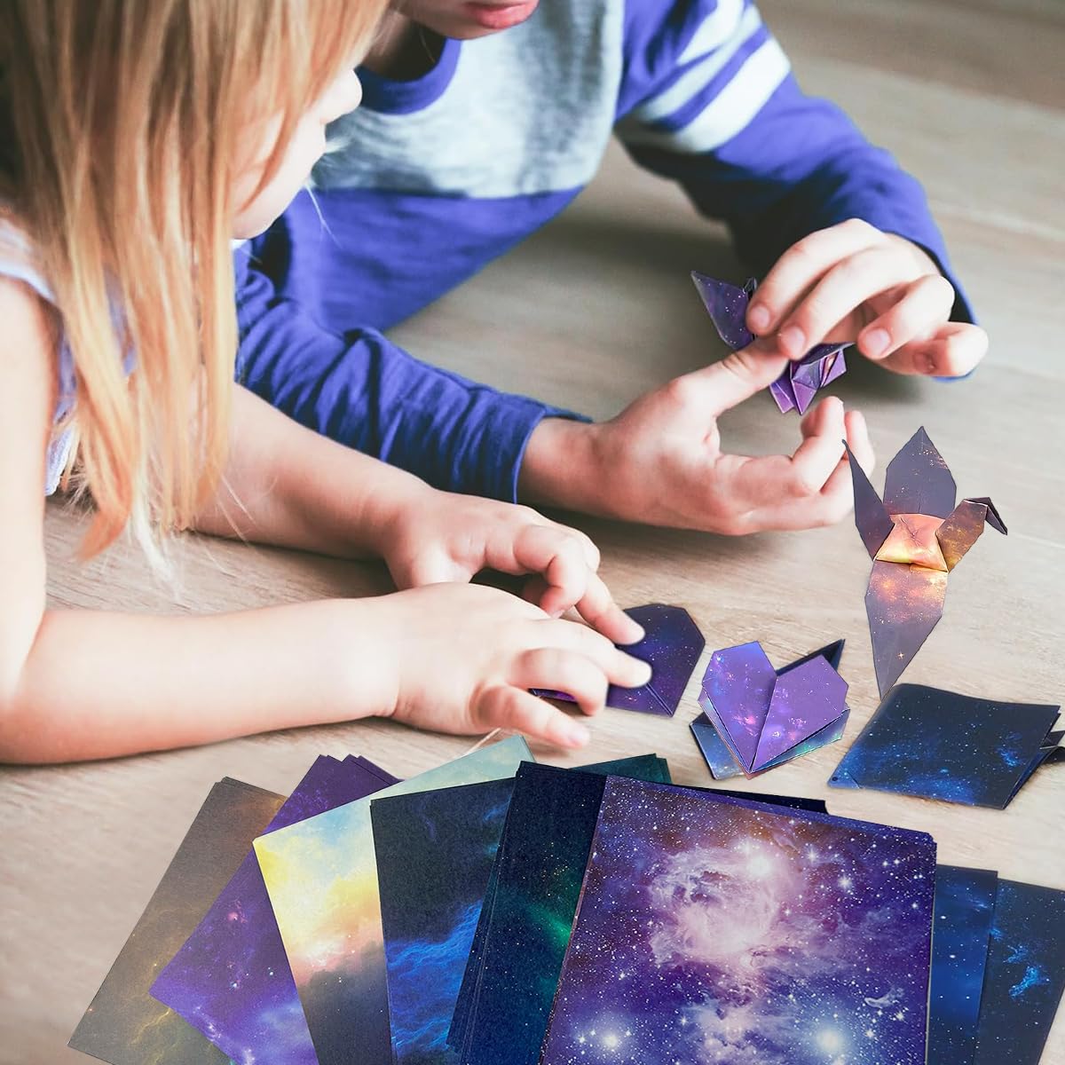 HASTHIP Origami Paper for Arts and Crafts with 12 Galaxy Designs 100 Sheets 6x6 in | Easy Folding for Kids and Adults
