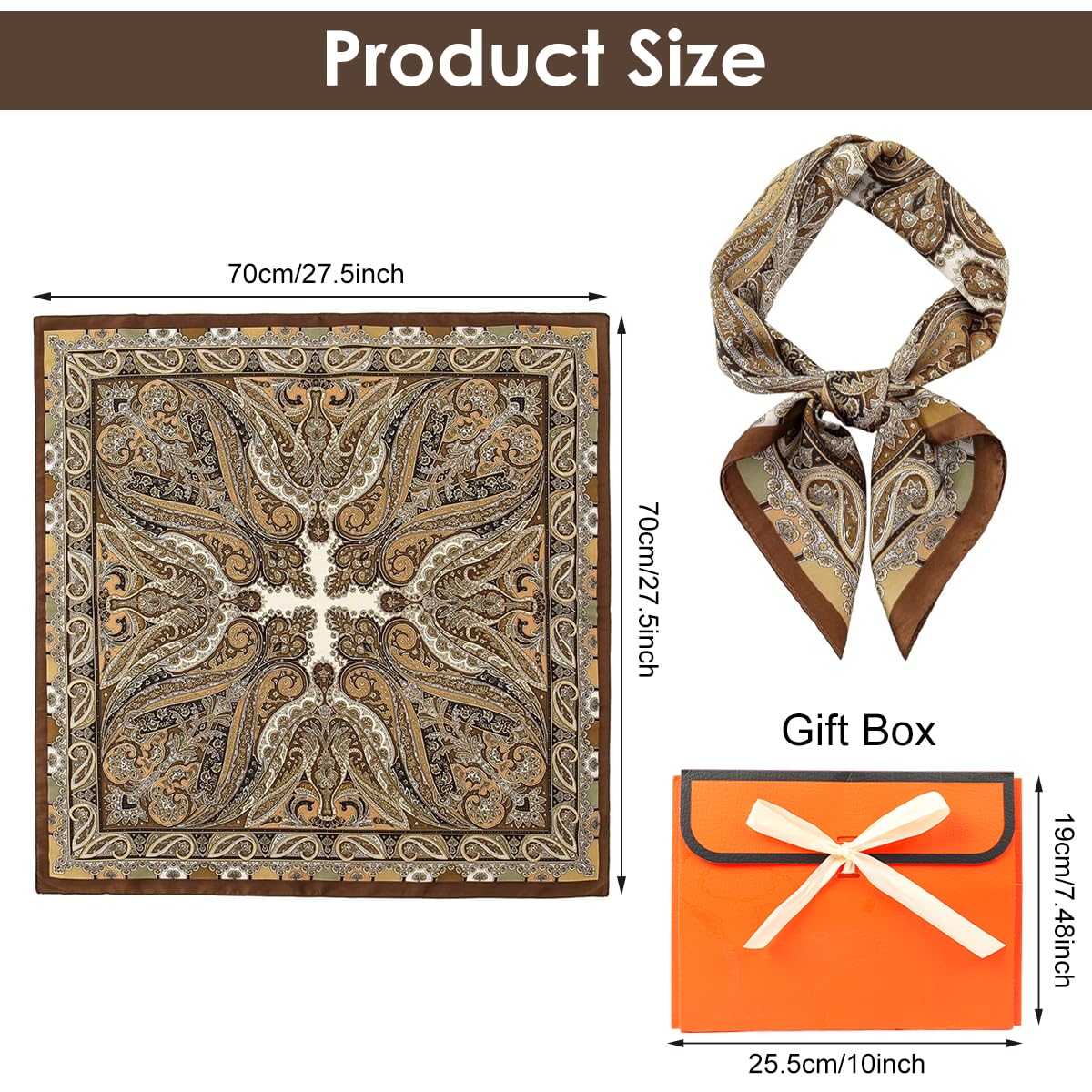 SANNIDHI Silk Like Head Scarf for Women featuring 35x35 in Boho Floral Print | Hair Wrapping and Sleeping