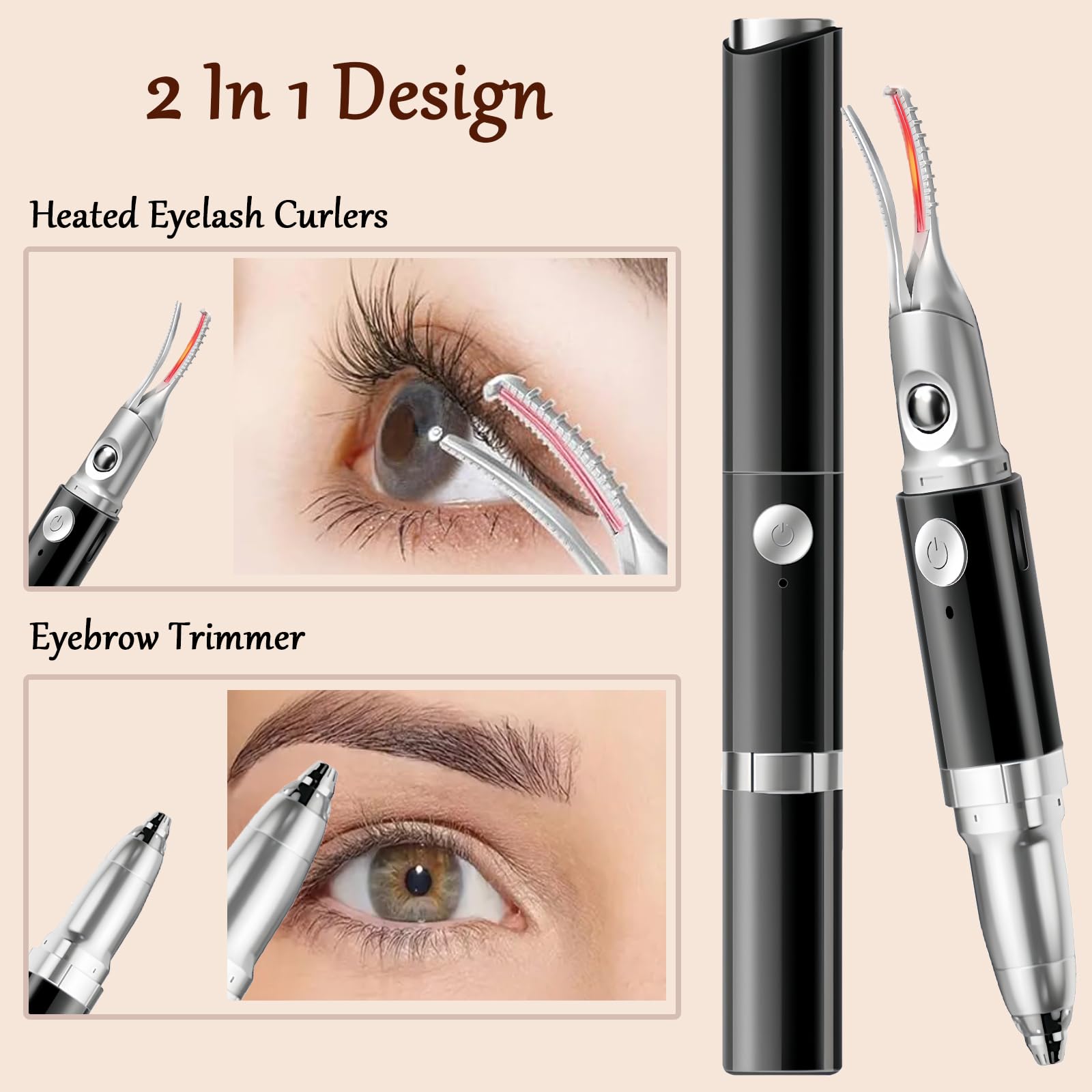 ZIBUYU Heated Eyelash Curler for Lashes and Brows with 2 Temperature Modes | USB Rechargeable