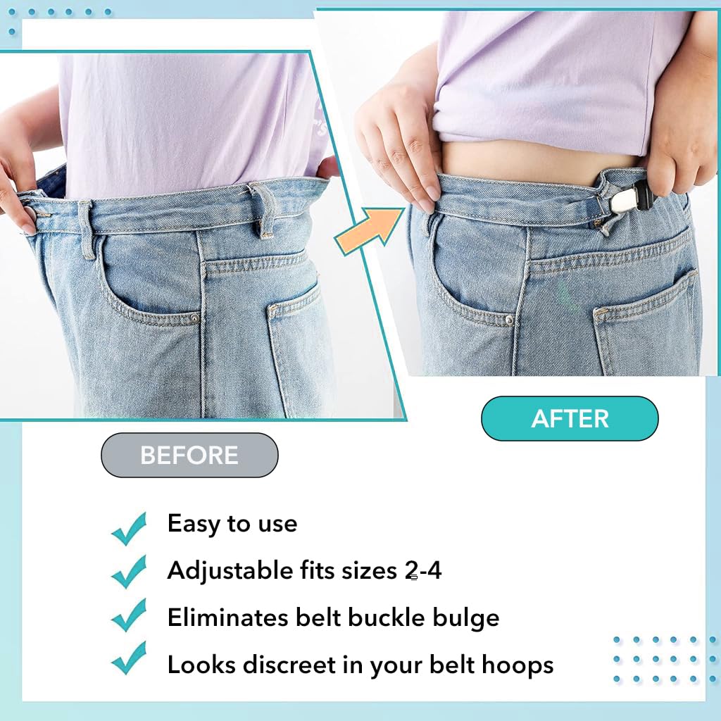 GUSTAVE Waist Tightener for Pants 2.5cmx20cm featuring Adjustable Elastic Clip Belt | Versatile Fit for Men Women and Kids