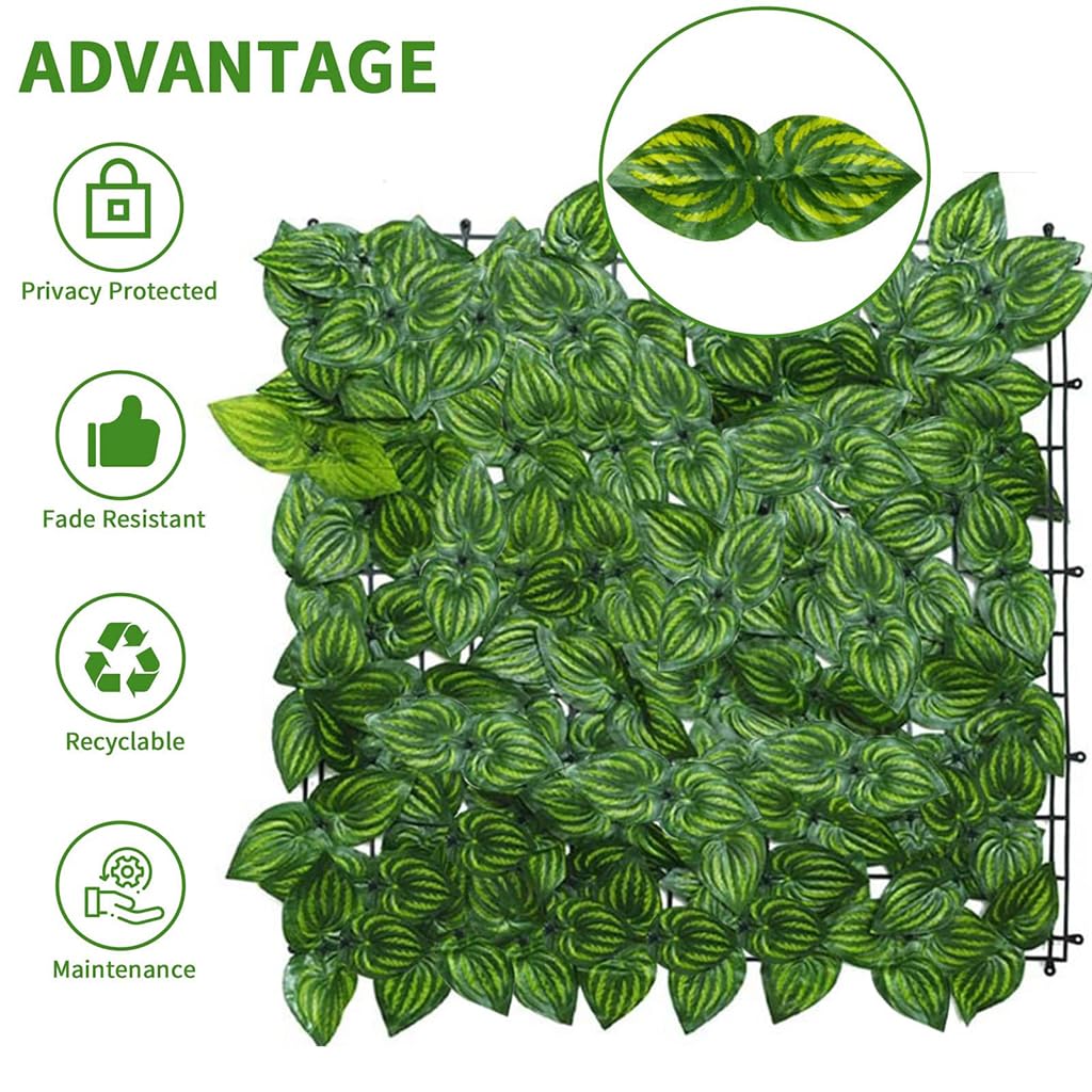 ZIBUYU Artificial Leaves Mat for Wall and Balcony Decoration 1m x 3m Dark Green | Easy to Install Privacy Fence Panel