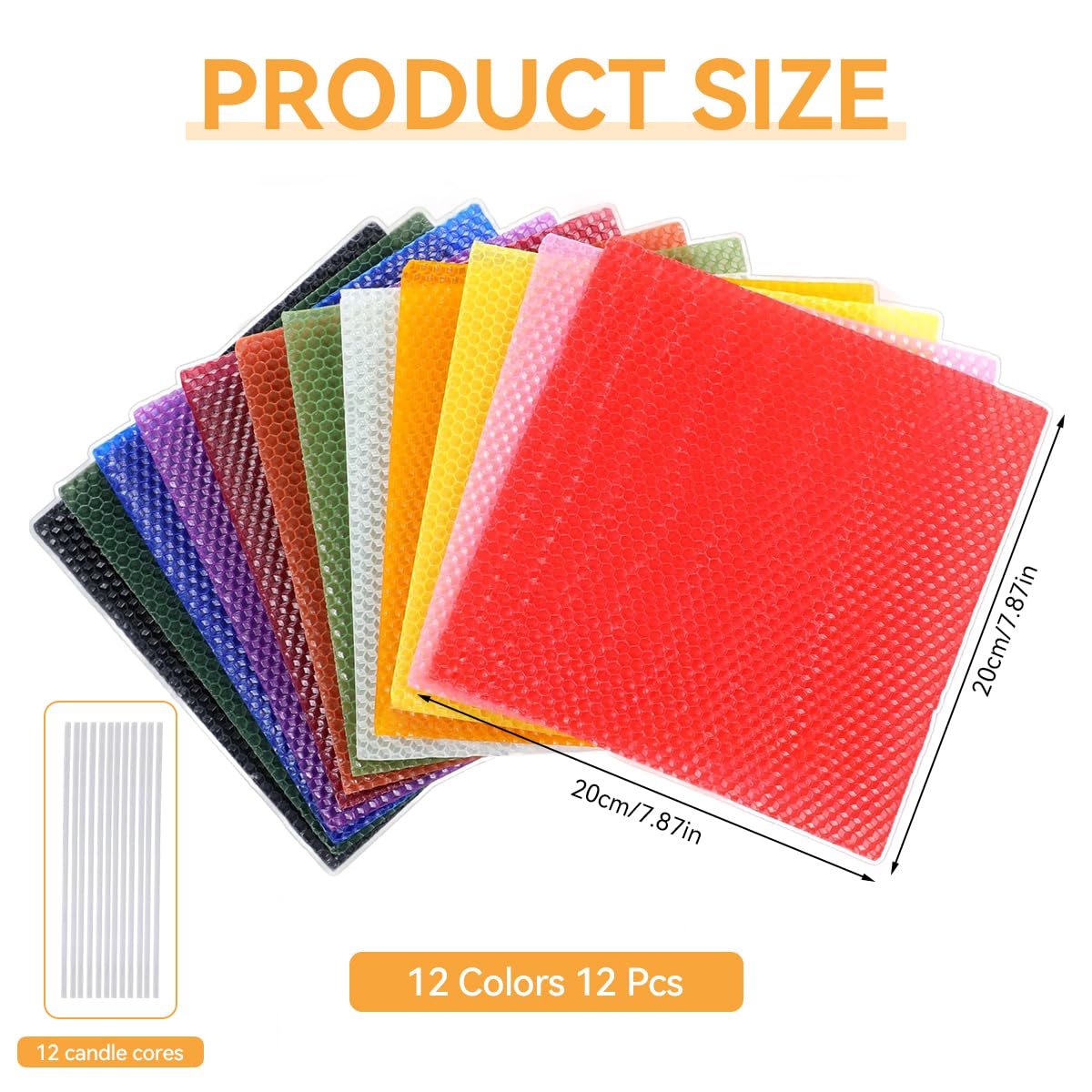 HASTHIP® 12 Beeswax Sheet with 12 Candle Wicks Colorful Beeswax Sheets for DIY Wax Crafting Child-Friendly Non-Toxic Natural Beeswax Sheets Multipurpose Beeswax Sheet for Candle Making Kit