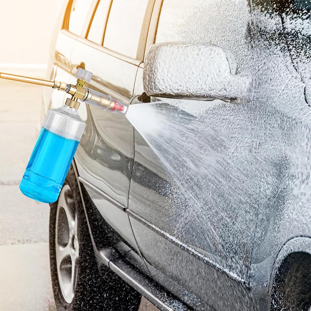 HASTHIP Foam Cannon Sprayer for Car Washing with Adjustable Foam Control and 1L Bottle | Durable Metal Connector for Daily Vehicle Cleaning