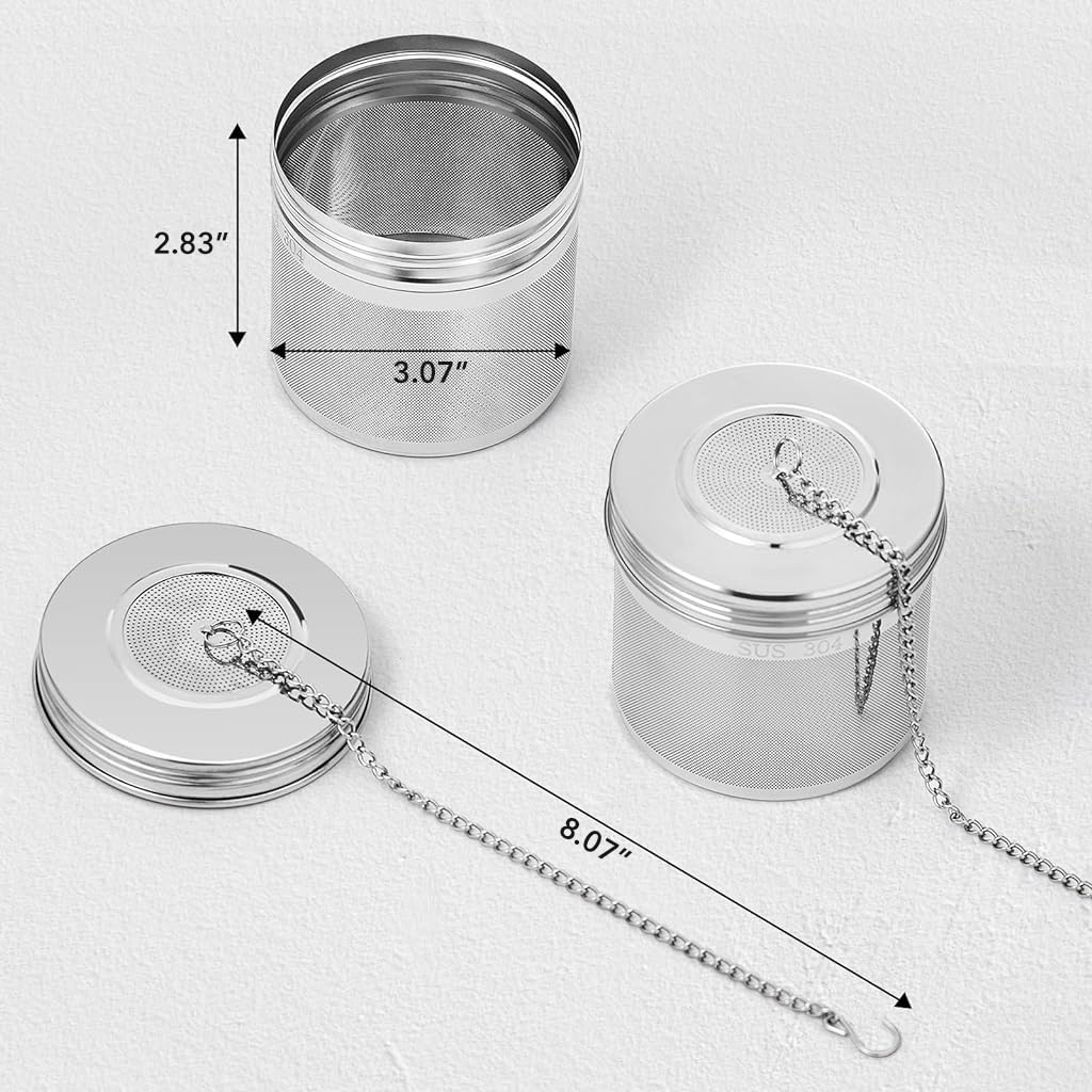 Supvox Tea Infuser for Loose Leaf and Herbal Tea 3 inch with Lid and Lifting Chain Stainless Steel