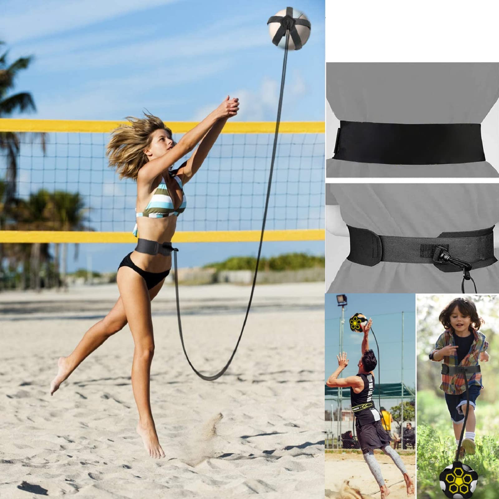 ZIBUYU Football Training Belt for Solo Practice with 3–6 ft Elastic Strap | Adjustable 24–36 in Waist