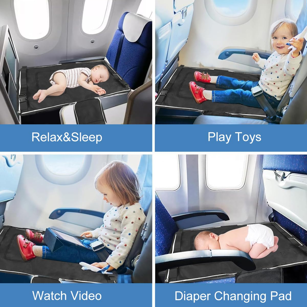 SNOWIE SOFT Toddler Airplane Bed for Travel with Convertible Seat Extender | 30.3×17.3 in Fit