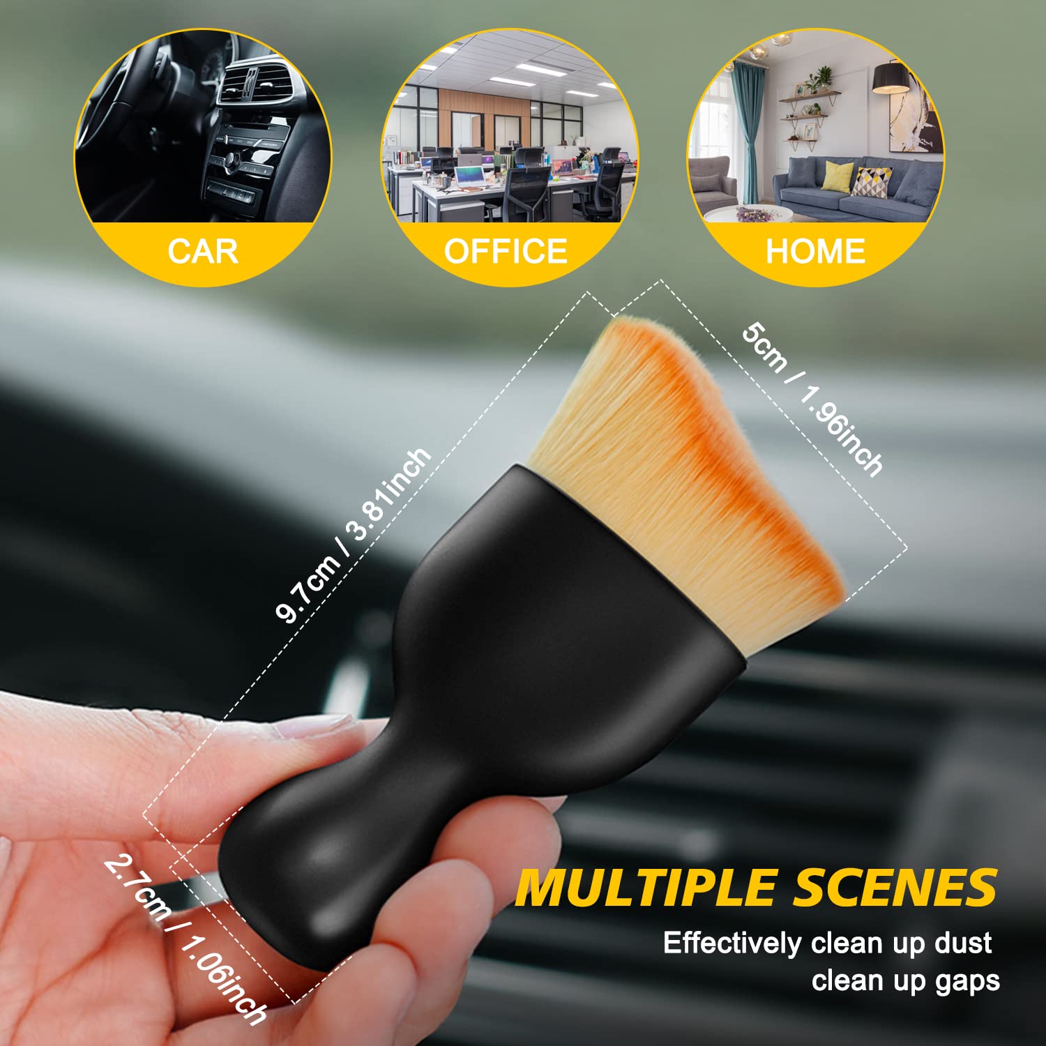 Car Cleaning Brush for Interior Detailing with ABS Handle and Soft Nanofiber Bristles 10cm | Easy to Clean Dusting Tool for Dashboard and Gaps